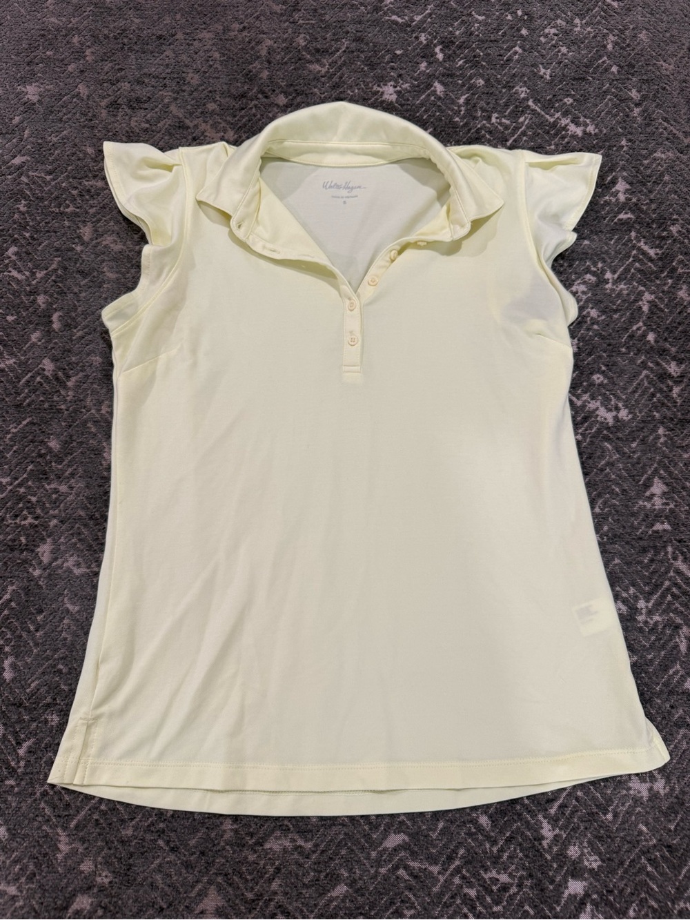Walter Hagen Women’s Clubhouse Flutter Sleeve Golf Polo Yellow Size (Small)